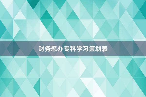财务惩办专科学习策划表
